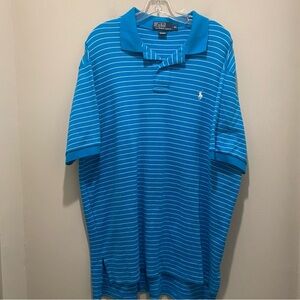 Polo Ralph Lauren Striped Short Sleeve Polo Shirt Aqua Blue Men’s Size XL EUC
